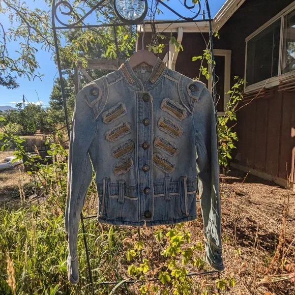 Vintage Military-inspo style BB Dakota embellished denim jacket - Picture 3 of 14